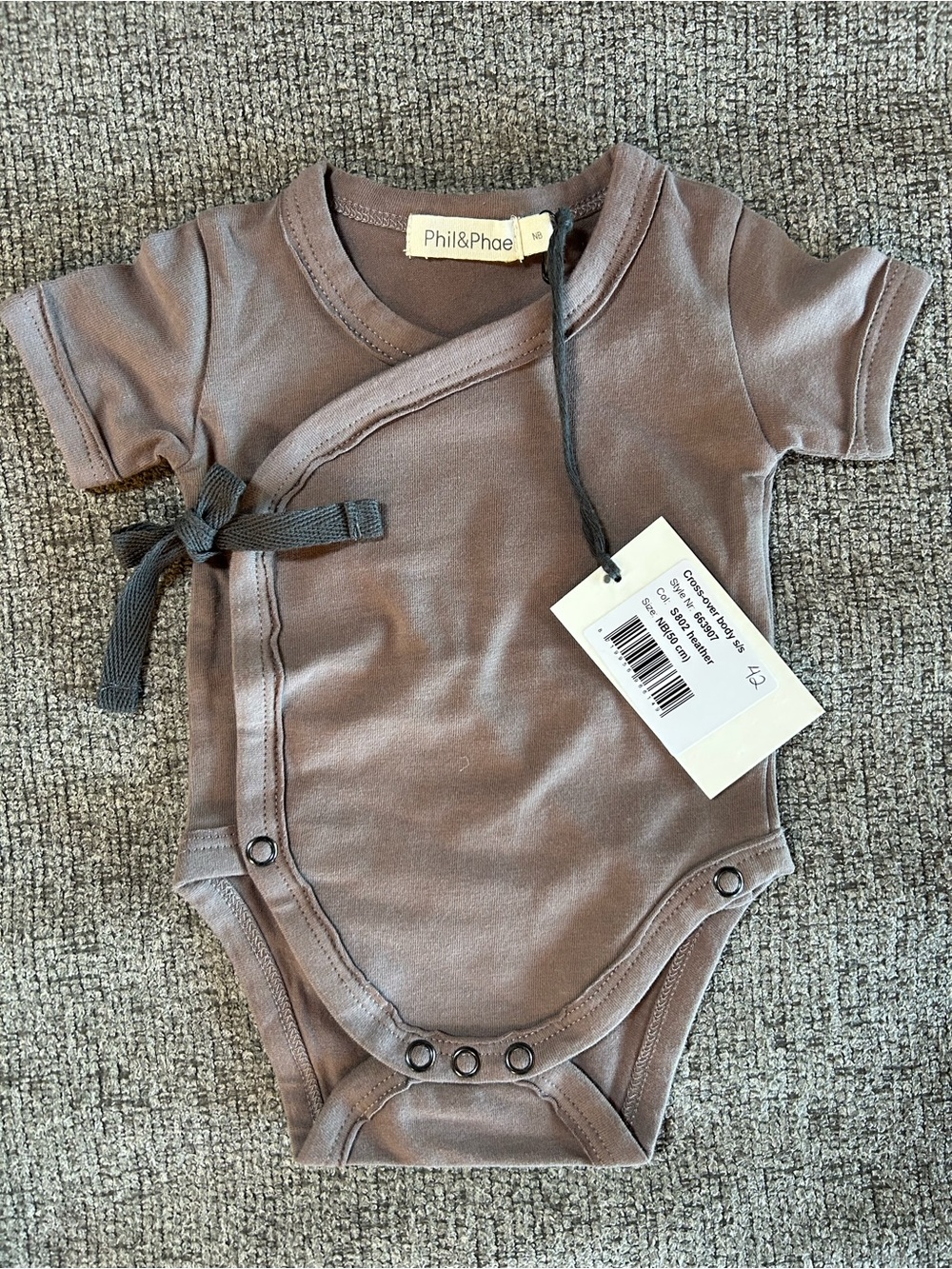 Taupe Wrap-Front Baby One-Piece